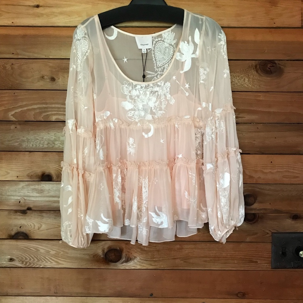 Cinq a Sept Jasmin tiered silk blouse size M NWT